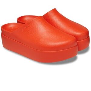 CROCS Orange Platform Mules with Chunky Sole